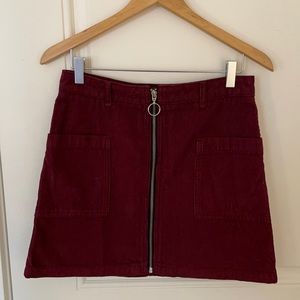Topshop corduroy zip skirt